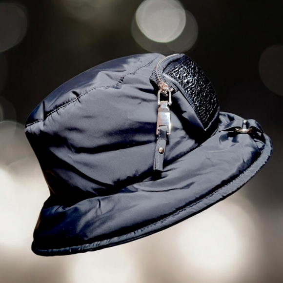 MADDEN NYC Puffer Bucket Hat with Rhinestone Zipper Purse - Picture 5 of 10